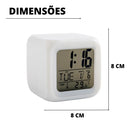 Relógio/despertador De Mesa Digital Cubo 7 Cores Leds GFV