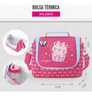 Lancheira Bolsa Térmica Infantil Escolar + Marmita + Garrafi Cor Pink