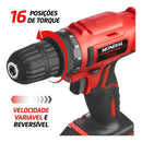 Furadeira e Parafusadeira à Bateria Mondial 12V Bivolt FPF-06M