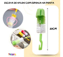 Kit Escovas Multiuso 4 em 1 para Limpeza Profunda | Ideal para Garrafas, Copos, Mamadeiras, Bicos e Canudos | Silicone + Nylon