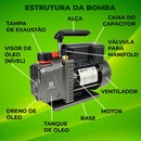 Bomba De Vacuo 1.5 Cfm Refrigeração Estágio Simples 1/4hp