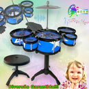 Mini Bateria Banquinho Instrumento Infantil Menino Ninho Boy Cor Azul