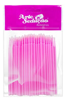 Kit 100 Aplicador Microbrush Bastão Fino Extensão De Cílios Alongamento Cílio Microcerdas