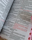 Bíblia Sagrada Letra Grande Com Harpa Zíper Feminina Rosa Flores