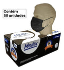 Mascara Descartavel Medix Tripla Preta Com 50 Hospitalar