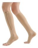 Meia De Compressão 3/4 Com Ziper 20-30 Mmhg Pon Bege GG 42-45