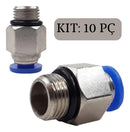 10 Conexão Pneumática Engate Rápido Reta Macho 1/4 Bsp X 8mm