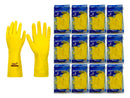 Kit 12 Prs Luva Látex Amarela Forrada Multiuso Limpeza L 8 (M)