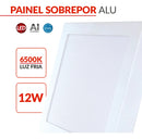 Painel Led Plafon Aluminio Sobrepor 12w 6500k Branco Frio 17cm Quadrado Avant