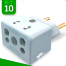Kit 10 Adaptadores Tomada Universal Bob Esponja 10a/20a Pino Fino 3p Tipo T Ideal Para Casa, Escritório Ou Viagens