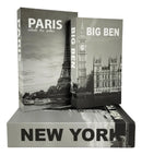 Conjunto 3 Livros Falsos Decorativos Po NY Preto e Branco