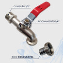 Torneira Esfera Jardim Quintal Tanque Metal Inox 1/2 X 3/4 Prateado Cromado Fosco Prateado