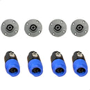 Kit 4 Plug Speakon Fêmea Painel + 4 Plug Speakon Macho Cor Preto Bertô