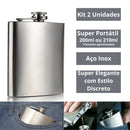 Kit 2 Cantil De Bolso Em Inox Porta Bebida Whisk Prateado