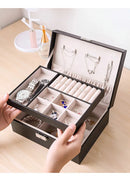 Porta Joias Grande Caixa Colar Bijuteria Portatil Viagem Cor Preto