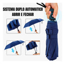 Guarda Chuva Abre E Fecha Automático Reforçado Contra Vento Cor Preto Desenho Do Tecido Liso