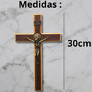 Cruz Crucifixo De Madeira P/ Parede Cristo São Bento  30 Cm Madeira