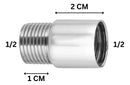 Extensão Lisa Curta 1/2 Alongador Metal Cromado Prolongador Prateado
