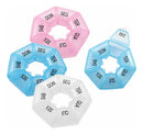 Porta Comprimido Semanal Com 07 Divisória Caixa Em Plástico Redondo Prático Porta Remédios Cores Azul Rosa Transpante Branco