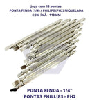 Bits Ponteira Dupla Parafusadeira Philips Fenda 110mm Com 10