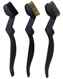 Kit 3 Escovas Aço Cabo Plástico Manual Remoção Ferrugem