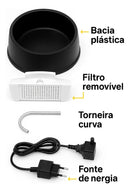 Fonte Bebedouro Gatos Cães 1,5l Filtro Joy Elétrico Cor Preta