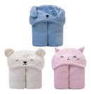 Cobertor Manta Microfibra Bebe C/ Capuz Macio Bichos Cor Creme