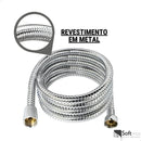 Soft Inox Engate Flexível Mangueira Chuveirinho Ducha Higiênica 180 Cm Acabamento Brilhante Cor Prateado