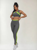 Kit Conjunto Fitness Feminino Roupa Academia preto e verde GG