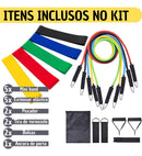 Kit 11 Extensor Elástico Treino Em Casa + Kit 5 Mini Band