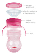 Copo 360 Antivazamento Buba Com Alça Treinamento Infantil Cor Rosa