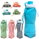 Garrafa De Água Silicone Dobrável Retrátil E Ecológ Azul-claro