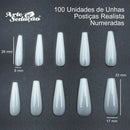Kit 100 Unhas Postiça Realista + Super Cola Tekbond 793 20g Postiças Manicure Unha Nail Art Alongamento