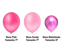 Kit 125 Balões Bexiga Rosa Claro + Pink + Rosa Metalizado