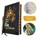 Bíblia Sagrada Leão Ele Reina Capa Dura Com Harpa E Índice Letra Média Folha Ecológica Versão Arc Evangélica Jovem Flores Fé