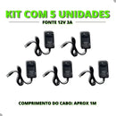 Kit C/ 5 Fonte Estabilizada Bivolt 12v 3a Fita Led 5050 3528