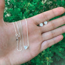 Kit Corrente Colar Veneziana Prata 925 + Par De Brinco Luxo Feminino Coração 45cm