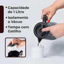 Vittak Garrafa Térmica Café 1 Litro Nórdica Cabo Madeira Mesa Posta Cor Preta