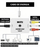 Adaptador Converte Entrada Hdmi Em Saida Av Rca Tv De Tubo Converter Qualquer Sinal Hdmi Vídeo Rca 2av