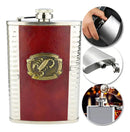 Cantil Porta Bebida De Bolso 255ml Inox Revestido Em Couro Cor Preto - Cantil revestido em couro ecológico