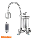 Torneira Com Filtro Gourmet ABS Pia Cozinha De Parede Cromado