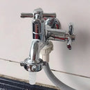 Torneira Máquina De Lavar Dupla Tanque 2 Saídas Multiuso Em Abs Ivendi 1/4 De Volta Cor Prateado Brilhante