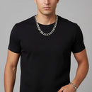 Cordão Masculina Grossa Conjunto + Pulseira Pr Prateado 70cm