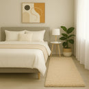 Tapete Passadeira Felpudo Peludo Sala Quarto Macio  Bege Liso