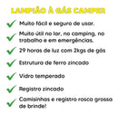 Lampiao A Gas Vidro Para Camping Barraca Pesca Com Camisinha Cor Preto