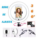 High Light Led 20cm + Suporte + Tripé Iliminador Aro De Luz Preto