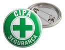 Kit 10 Bottons Broche Cipa Segurança Do Trabalho 3,5cm Cor Verde-escuro