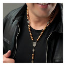 Colar Terço De São Bento Contas De Madeira com Cruz E Medalha