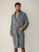 Roupão Feminino E Masculino De Microfibra De Inverno U Cinza M