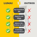 LUMAI Suporte de Pendurar Vassouras Robusto Original Aço Inoxidável 304, Organizador de Vassouras Premium, Instalação com Parafusos de Inox ou Adesivo 3M, Pendurador de Vassoura Prata